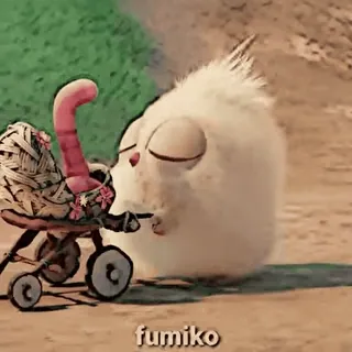 🎈 fumiko pássaro, carrinho, bonito, desenho animado whatsapp sticker