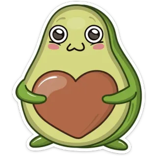 ❤️ Avocat, Fruit, Kawaii, Coeur, Mignon, Sticker, Nourriture telegram sticker