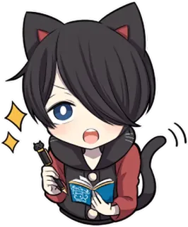 ✍ 고양이, 글쓰기, 귀여운, 애니메이션, 책, 펜 telegram sticker