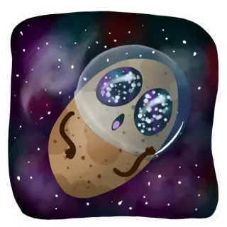 📡 土豆, 宇航员, 太空, 卡通, 可爱, 搞笑 telegram sticker