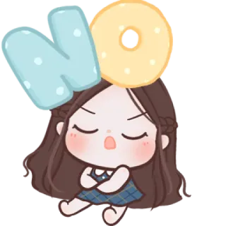 🧸 NO fille, non, donut, mignon, dessin animé, désaccord, rejet telegram sticker