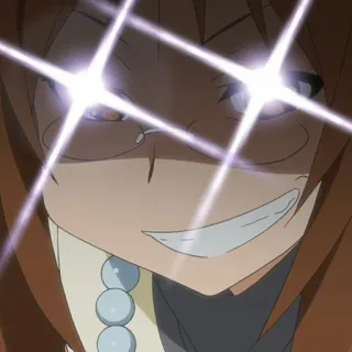 😎 Anime, Manga, Personage, Gezicht, Sprankelende ogen, Zelfgenoegzaam telegram sticker