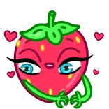 ❤️ fragola, frutta, cartone animato, carino, cuori, amore telegram sticker