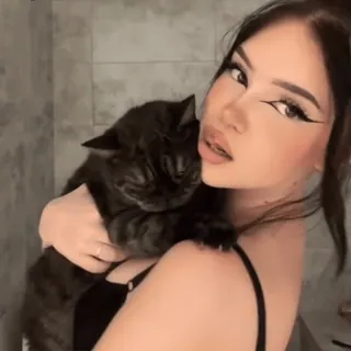 🧺 @wallgif girl, cat, pet, hug, cute, kiss, collage, selfie telegram sticker