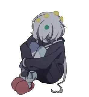 😔 Аниме, Персонаж, Грустный, Одинокий telegram sticker