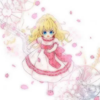 🎀 Anime, Mädchen, Kleid, Süß, Chibi, Blond, Illustration whatsapp sticker