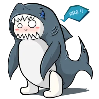 ☺️ RRR!! shark, animal, cute, cartoon, mascot telegram sticker
