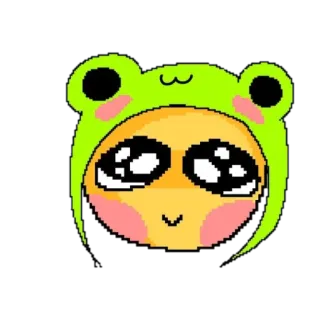 ☺️ Emoji, Frosch, Süß, Hut, Kawaii telegram sticker