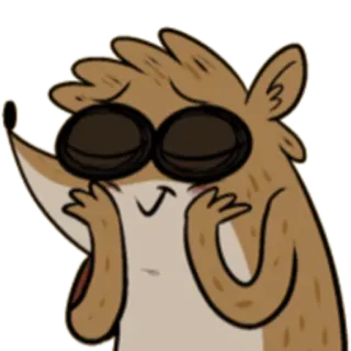 😌 Rigby Regular Show kreskówka, Rigby, Zwyczajny serial, szop pracz, postać telegram sticker