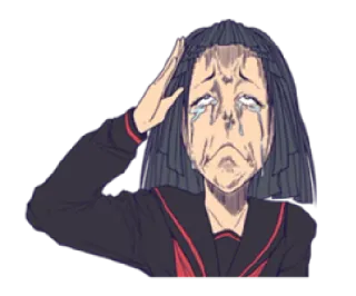 👻 Anime, Triste, Pleurs, Salut, Uniforme, Fille whatsapp sticker