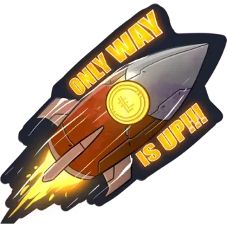💟 ONLY WAY IS UP!!! ракета, монета, криптовалюта, финансы, рост, инвестиции, мем telegram sticker