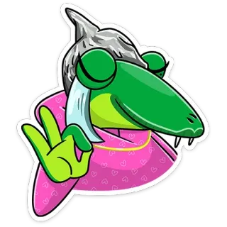 👌 lagarto, desenho animado, humor, animal, chapéu de alumínio, verde, réptil telegram sticker