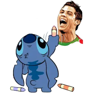 ⚽️ Stitch Stitch, cartoon, middle finger, offensive, celebrity, portrait telegram sticker