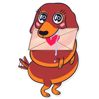 💌 anjing, cinta, surat, lucu, hati, kartun telegram sticker