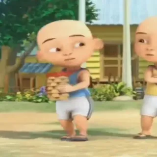 👩‍🦲 Upin & Ipin Cartoon, Animation, Kinder telegram sticker
