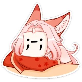 🙁 anime, fox, cute, kawaii, sleepy whatsapp sticker