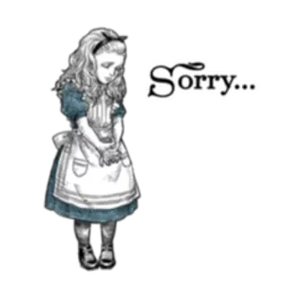 😔 Alice Alice in Wonderland Sorry... ごめん, アリス, 不思議の国のアリス, 謝罪, 悲しい telegram sticker