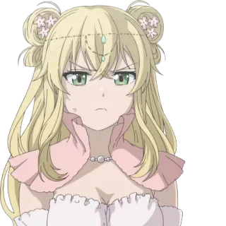 😳 Anime, Garota, Personagem, Cabelo loiro, Carranca, Bonito telegram sticker