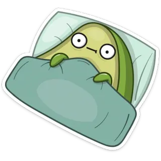 🛌 avocat, endormi, lit, dessin animé, mignon, nourriture, fruit telegram sticker