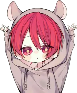 😏 anime, cartoon, character, cute, digital art, red hair, hoodie whatsapp sticker