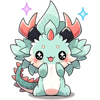 🤩 süß, Drache, Cartoon, Monster, Fantasy, Kawaii, Glitzer telegram sticker