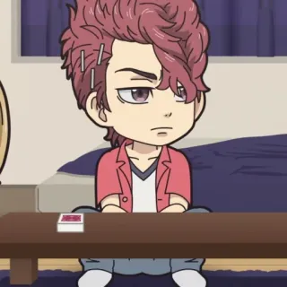 🎐 Anime, Chibi, Personagem, Sentado, Interior whatsapp sticker