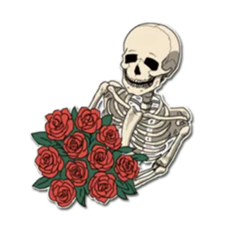 🌹 scheletro, rose, bouquet, morte, ossa telegram sticker