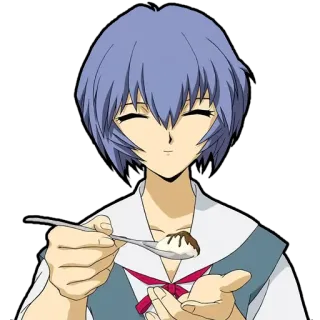 ☺️ Rei Ayanami Neon Genesis Evangelion Anime, Fille, Glace, Dessert, Manger telegram sticker