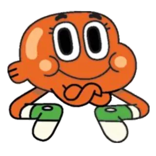 😊 Darwin Watterson The Amazing World of Gumball pez, dibujos animados, personaje, animado, naranja whatsapp sticker