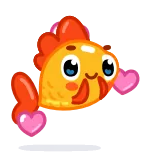 🥰 ryba, zwierzę, złota rybka, serce, słodki, kreskówka telegram sticker