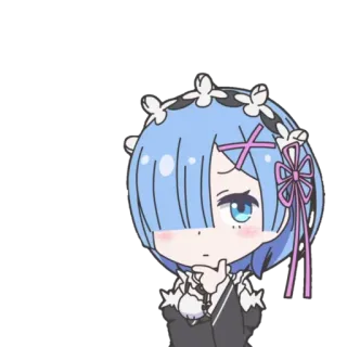 🤔 Rem Аниме, Чиби, Милый, Девушка, Рем, Re:Zero whatsapp sticker