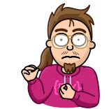 🤦‍♂️ Kartun, Karakter, Kacamata, Ekor kuda, Hoodie pink, Programmer telegram sticker