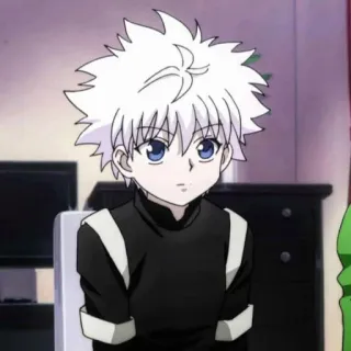 ⚡️ Killua Zoldyck Hunter x Hunter Killua, Anime, Hunter x Hunter, Pelo blanco, Ojos azules, Chico, Dibujo animado whatsapp sticker