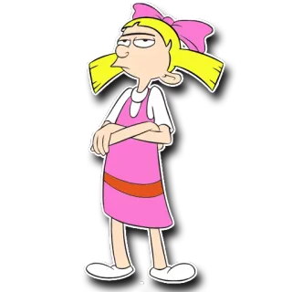 😒 Helga Pataki Hey Arnold! Dessin animé, Fille, Série TV, Nickelodeon, Robe rose telegram sticker