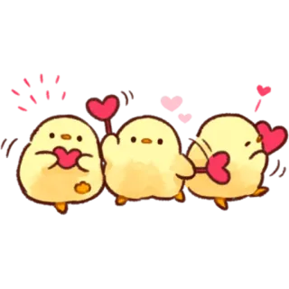 🎉 chicks, cute, animals, hearts, love, kawaii telegram sticker