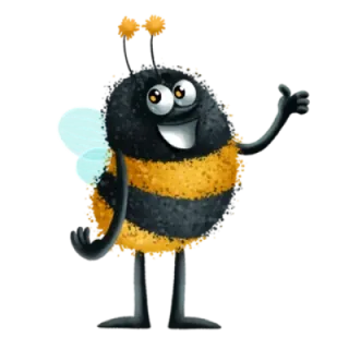 😙 пчела, мультфильм, животное, насекомое, желтый, черный, милый telegram sticker