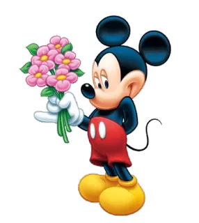 🌸 Mickey Mouse Topolino, personaggio dei cartoni animati, fiori, Disney, carino telegram sticker