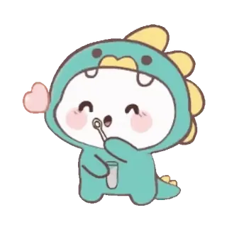 💗 귀여운, 공룡, 만화, 동물, 캐릭터, 카와이, 거품, 그림 telegram sticker