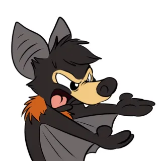 😠 vleermuis, cartoon, dier, illustratie, vleugels, boos telegram sticker
