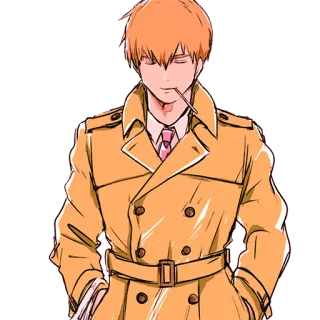 🙂 anime, manga, character, illustration, coat, tie telegram sticker