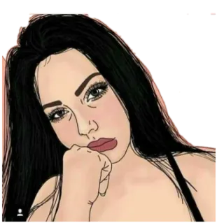 😒 wanita, potret, ilustrasi, gadis, orang, perempuan whatsapp sticker