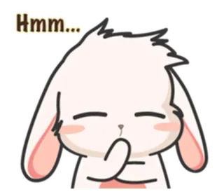 ⚪️ Hmm... pensare, coniglio, carino, cartone animato, hmm telegram sticker