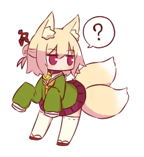 ❔ ? zorro, signo de interrogación, animal, kawaii, chibi, lindo, anime telegram sticker