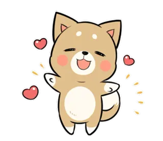 😄 собака, сиба ину, сердечки, милый, мультик, эмодзи telegram sticker