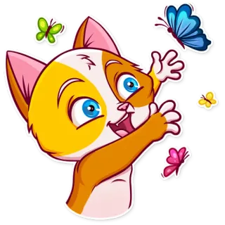 🦋 gatto, gattino, farfalle, carino, animale, adesivo telegram sticker
