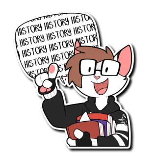 🤓 HISTORY HISTORY HISTORY HISTORY HISTORY HISTORY HISTORY HISTORY Geschichte, Cartoon, Anthropomorph, Bücher, Brille, Katze whatsapp sticker