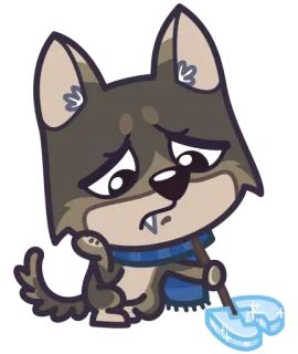 💔 Desenho animado, Lobo, Triste, Limpeza, Vassoura, Fofo telegram sticker
