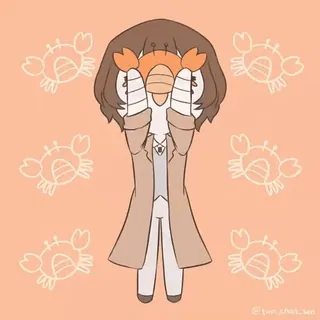 🦀 Anime, Crabe, Mignon, Kawaii, Art, Dessin animé telegram sticker