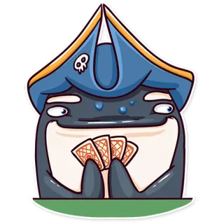 😰 pirate, card game, cartoon, sea creature, poker telegram sticker