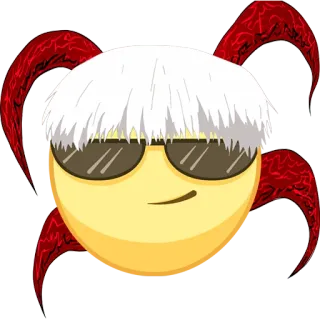 😎 Emoji, Sticker, Anime, Personagem, Óculos de sol, Tentáculos vermelhos, Cabelo branco telegram sticker